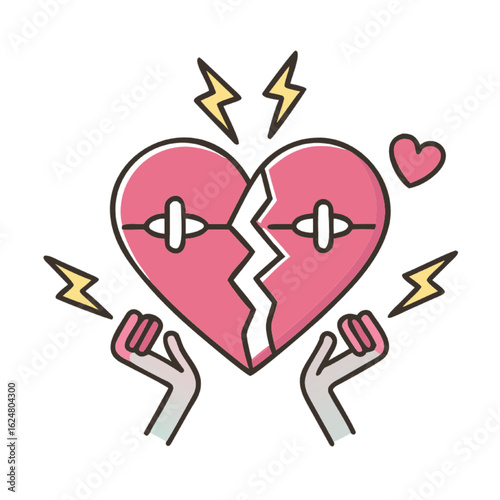Illustrative Icon of a Broken Heart Symbolizing Emotional Pain and Recovery Through Strength and Resilience