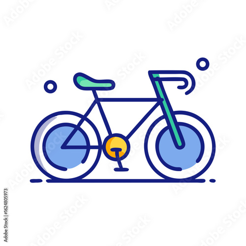 Blue road bicycle with drop handlebars and thin tires on plain background, symbolizing cycling sport, personal transport, and healthy active lifestyle
