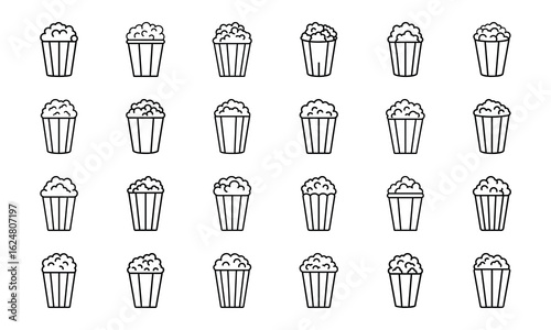 Fast Food Vector Icon Set of Burger, Pizza, French Fries, Hot Dog, Soda, Donut, Ice Cream, Flat Color Illustration for Restaurant Menu, Cafe, Sticker, Social Media, on White Background