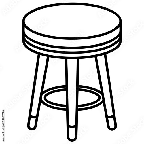 Minimal Line Art – Round Stool Vector
