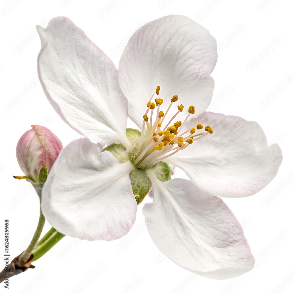Fototapeta premium Delicate spring apple tree flower blossom isolated on a transparent background png