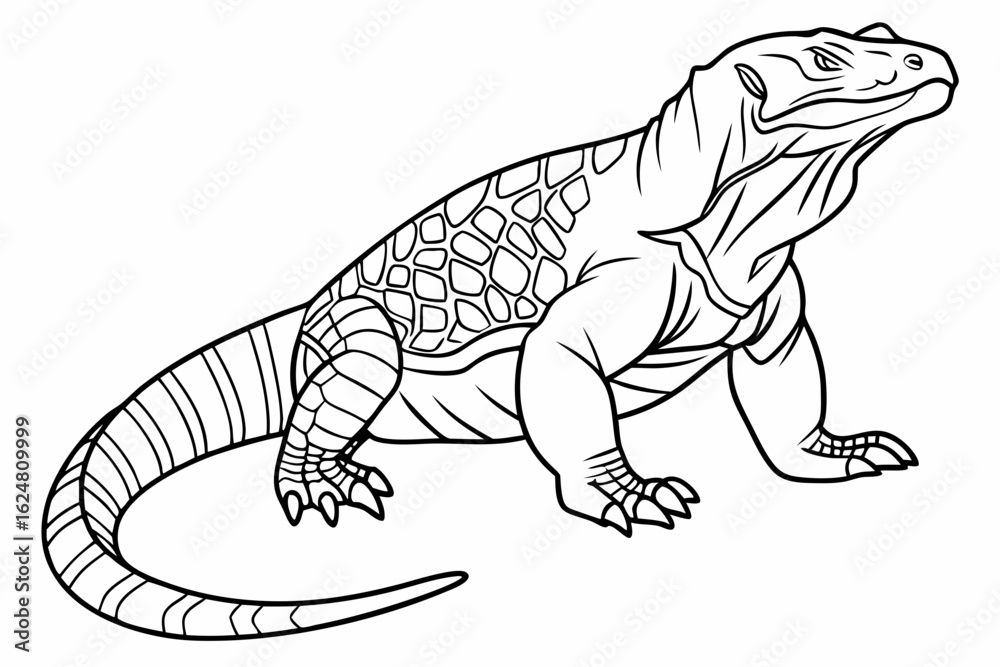 Obraz premium coloring page line art the komodo dragon black vector