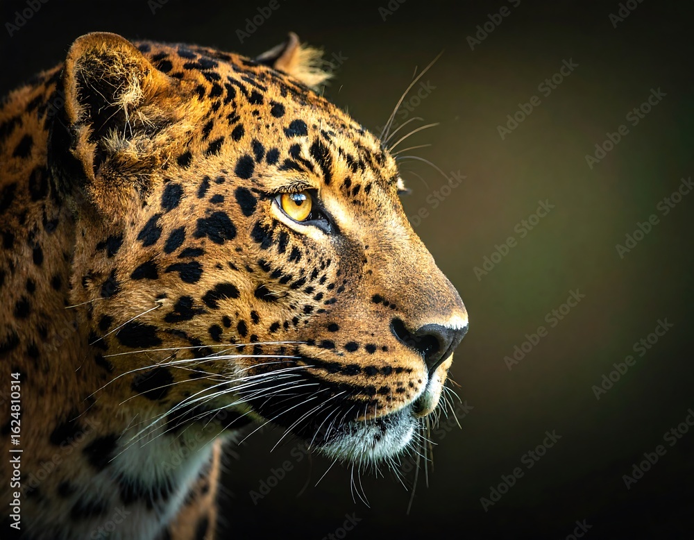 Obraz premium Close-up leopard profile, intense gaze
