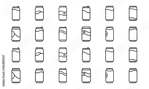 Fast Food Vector Icon Set of Burger, Pizza, French Fries, Hot Dog, Soda, Donut, Ice Cream, Flat Color Illustration for Restaurant Menu, Cafe, Sticker, Social Media, on White Background