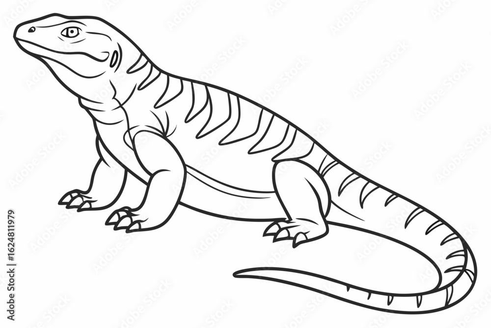 Obraz premium coloring page line art the monitor lizard black vector