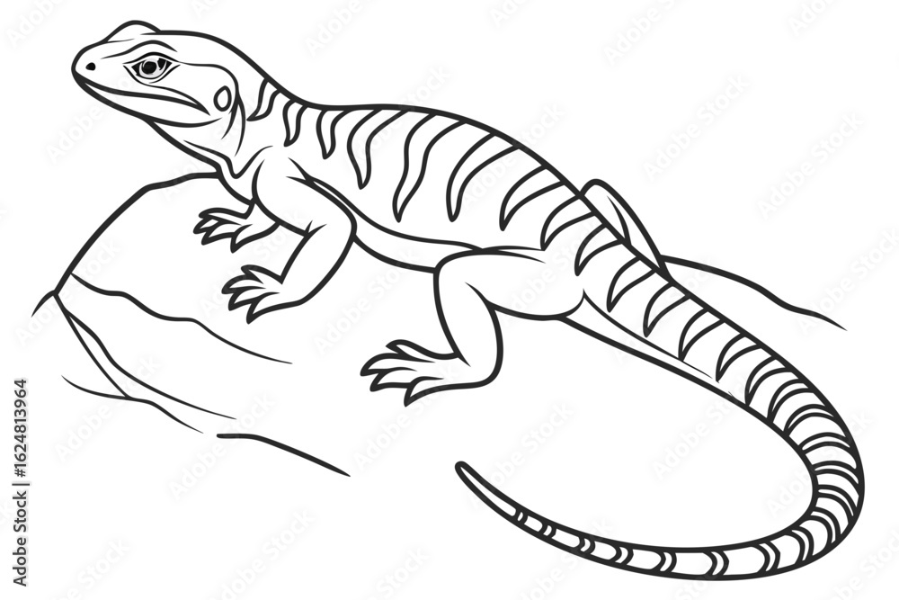 Fototapeta premium coloring page line art the lizard black vector