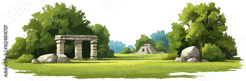 Mayan civilization ruins vector illustration