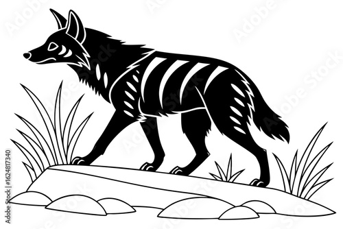 coloring page line art the jackal black vector
