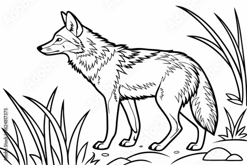 coloring page line art the jackal black vector