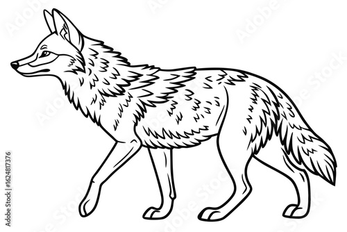 coloring page line art the jackal black vector