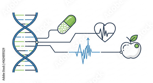 Personalized Medicine Vector Concept with DNA and Custom Healthcare Icons