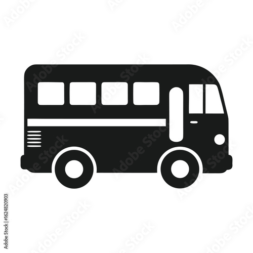 Public Bus Silhouette – Black Transport Icon Vector