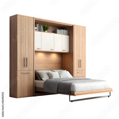 Murphy bed folded into wall closet, isolated on a white background --v 7.0