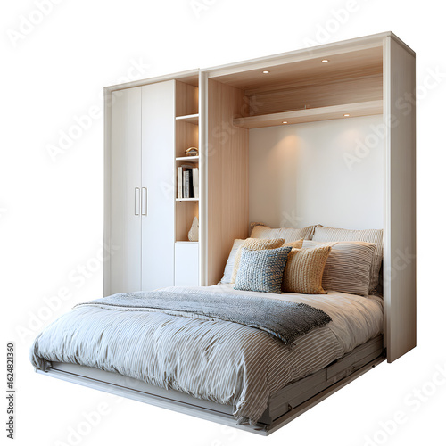 Murphy bed folded into wall closet, isolated on a white background --v 7.0