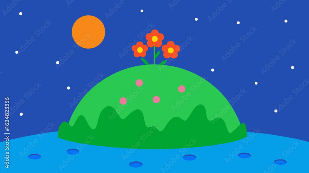 Fototapeta premium green island with orange trees