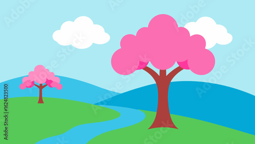 lush tree bearing fruits in vibrant scene