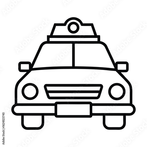 Flat Police Car Icon – Emergency Transport Vector