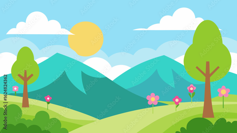 Fototapeta premium spring landscape with watercolor feel