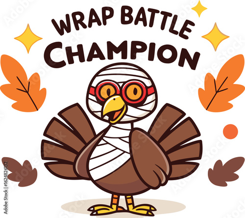 Funny Mummy Turkey Clipart – Wrap Battle Champion Halloween Vector