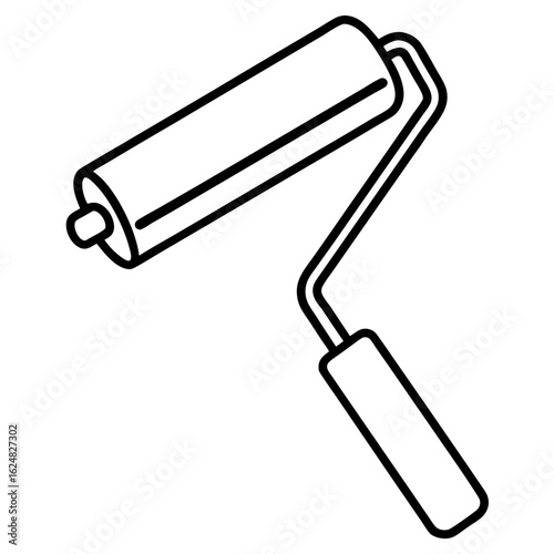 Minimal Paint Roller Outline Vector