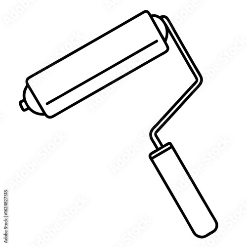 Minimal Paint Roller Outline Vector