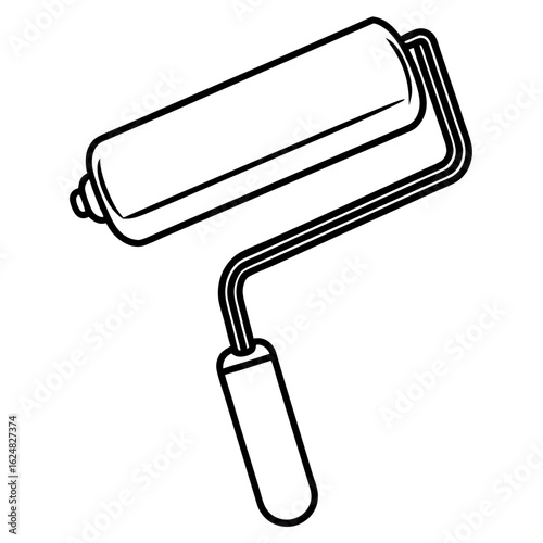Minimal Paint Roller Outline Vector