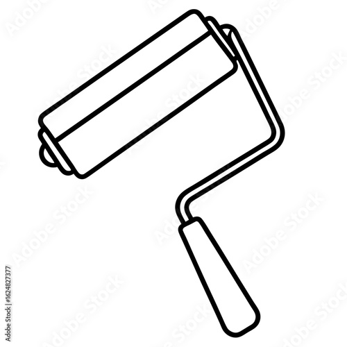 Minimal Paint Roller Outline Vector