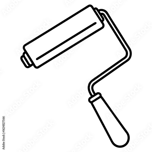 Minimal Paint Roller Outline Vector