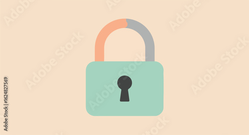 Simple Flat Design Padlock Icon on Isolated Background for Website Security