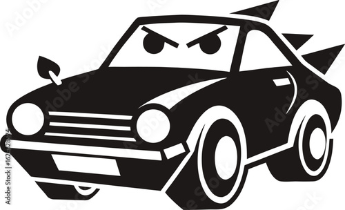 Funny car silhouette - cut out vector icon stock illustration