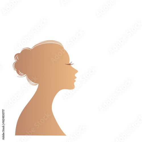 Elegant female profile with styled hair and long lashes silhouette woman