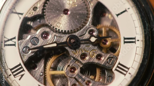 Close-up of mechanical watch movement
