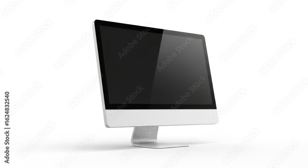 Modern Desktop Computer with Large Screen in Minimalist Workspace Modern Desktop Computer with Large Screen in Minimalist Workspace
