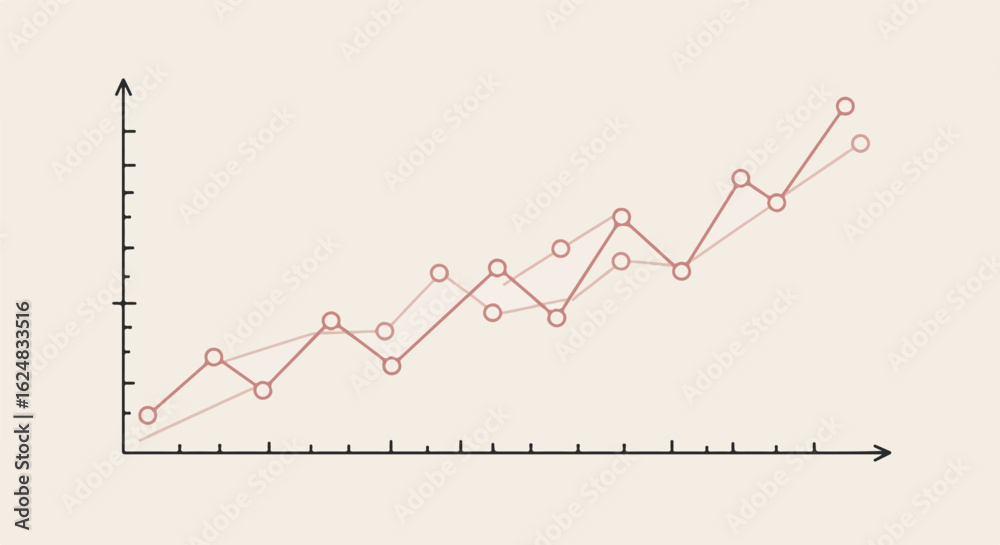 Obraz premium Rising line graph showing growth, on plain background, used for analytics