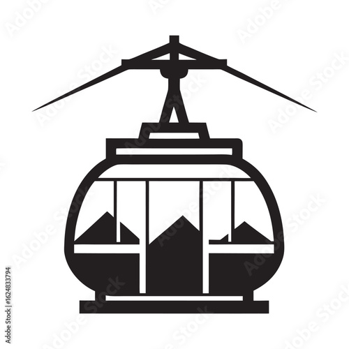 Urban Aerial Tramway – Public Transit Vector Illustration