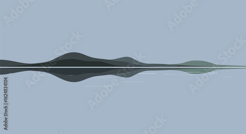 Abstract hills reflected in water. Background for web or app design