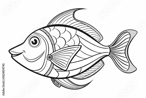 coloring page line art the triggerfish black vector