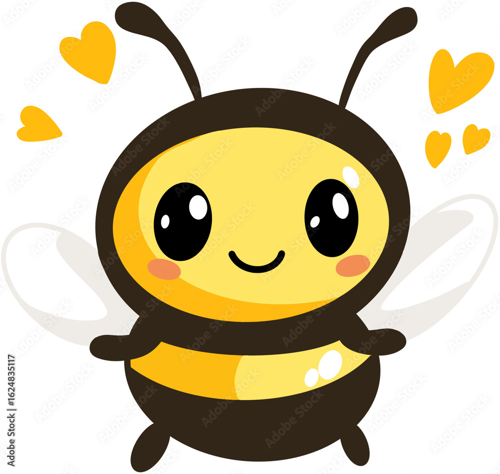 Obraz premium Cute and adorable bee cartoon character illustration with bright eyes