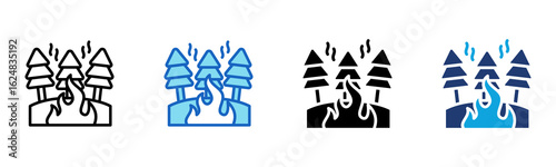 Forest Fire icon Multi Style Vector Illustration