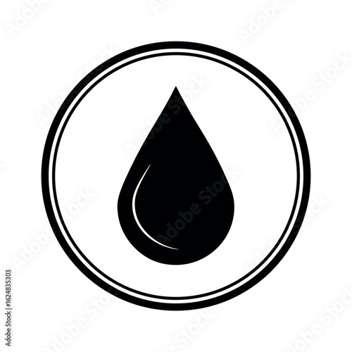 Raindrop in Circle Water Saving Icon Vector Illustration