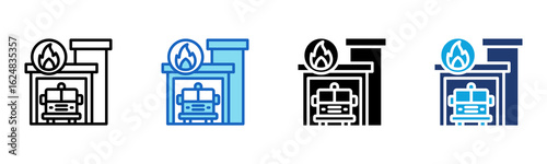 Fire Station icon Multi Style Vector Illustration