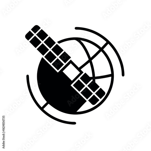 Satellite Orbiting Globe Icon Vector Illustration