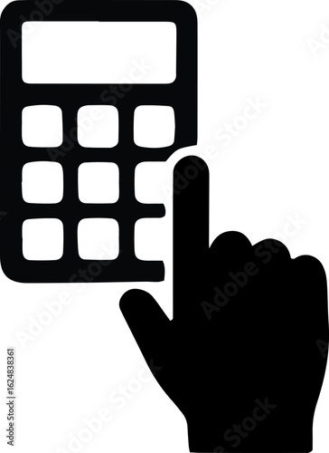 Vector graphic icon of a hand pressing keypad button