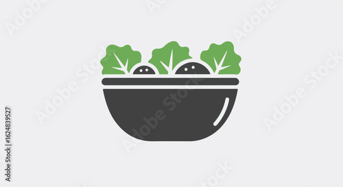 Simple vector bowl of salad on a plain backdrop for use in recipe illustration