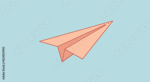 Paper airplane soars on light blue; symbolizing communication/dreams