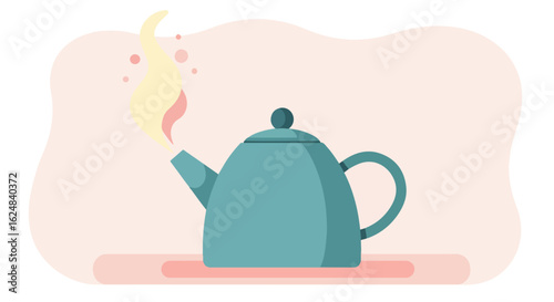 Teapot Steaming, Minimalist Style. For graphic design, websites, and illustrations