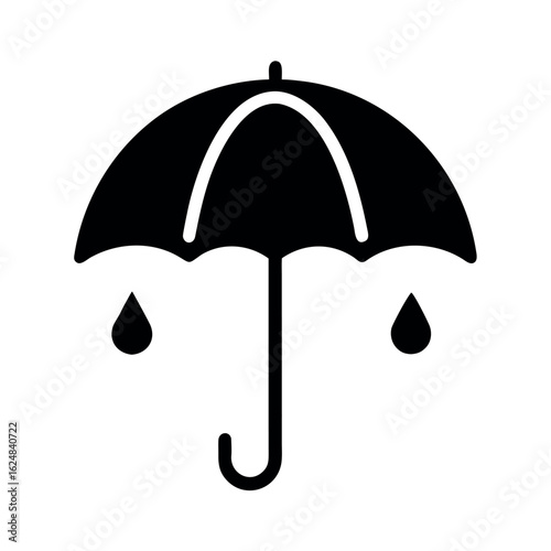 Umbrella with Raindrops Icon Vector Illustration