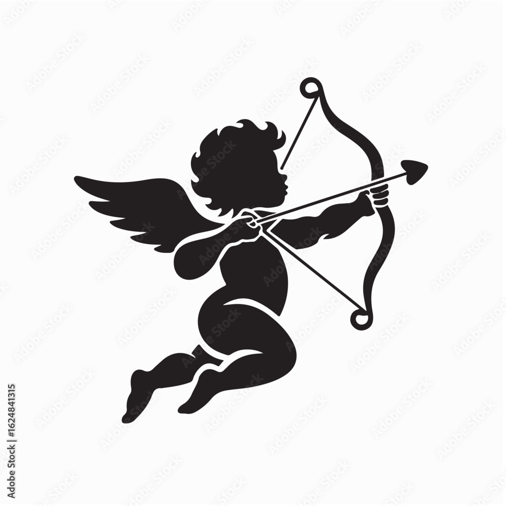 Fototapeta premium Adorable Cupid Character with Bow and Arrow Vector for Romantic Valentine’s Day Artwork