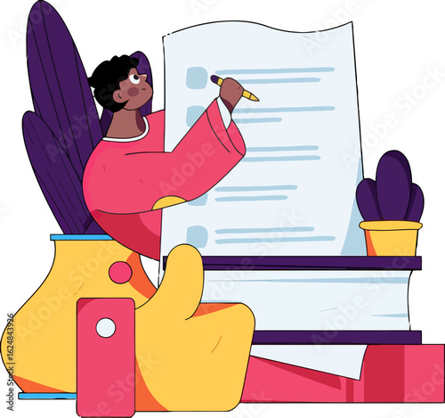 Achieve your goals with this dynamic illustration of focused effort and positive progress, perfect for productivity and success narratives.