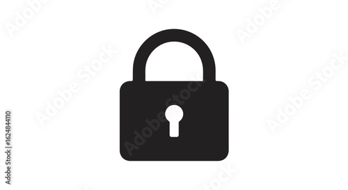 Padlock Icon, Central, Graphic Element, Security Symbol, Isolated, Black